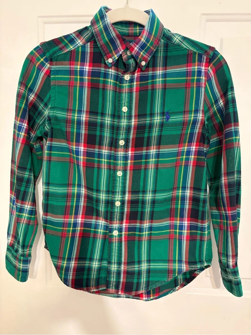 Ralph Lauren Boy’s Classic Green, Blue, Red Plaid Button Down Shirt Size 8 EUC